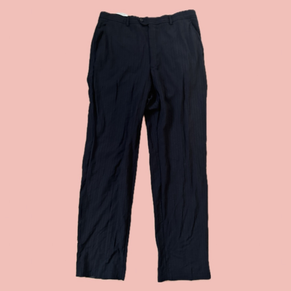 Armani Collezioni Black Pinstripe Trousers Wool Tailored – Classic Fit